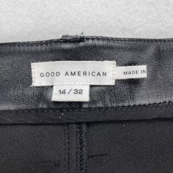 Good American Faux Leather Icon Straight Pants Brown Metallic Women Size 14/32 - Picture 3 of 8